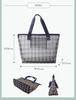 Suitcase Company Women's Mesh Tote Bag, Large Capacity, A4 Size, Lightweight, Zippered, Gym Bag, Sauna Bag, Pool Bag, Beach Bag, Shoulder Bag, Argyle