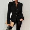 Women's Fashion Solid Color Long Sleeve Button Short Cardigan Coat