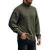 Mens Turtleneck Sweater Pullover Twisted Pattern Casual Loose Fit Thick Winter Long Sleeve Cable Knit Sweaters
