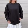 2024 Autumn/Winter Women's Solid Color Round Neck Long Sleeve Casual Loose Hoodie