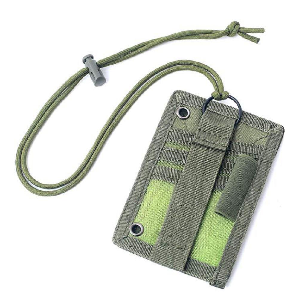 

Nylon Lanyard Card Holder Water Resistant Portable Hook Loop Patch Holder With Pen Slot MOLLE ID Card Holder Travel Use зелений