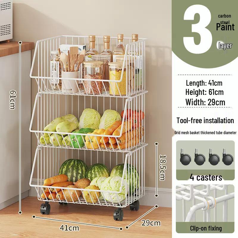Multi-Layer Floor-Standing Kitchen Rack for Vegetables & Fruits