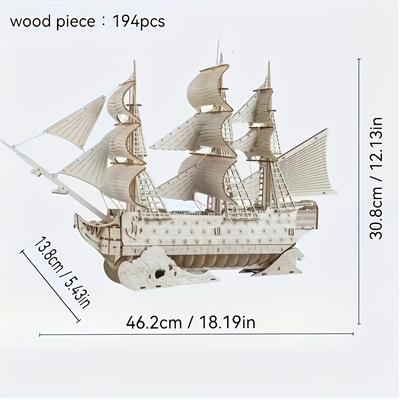 1set DIY Wooden Model Kit 3D Puzzle Assembly Wood Craft Ornament for Bedroom & Living Room Decor