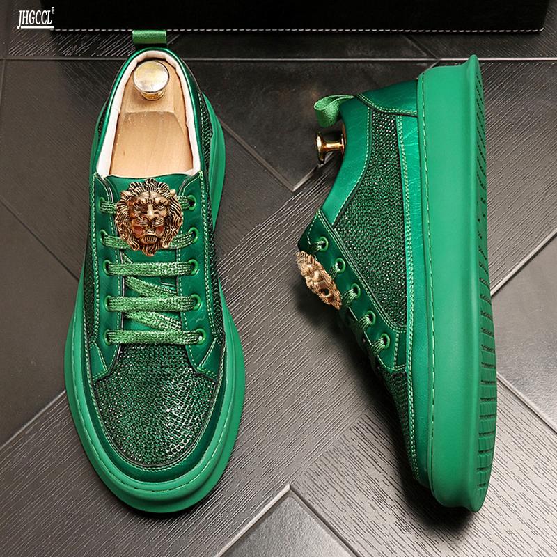 

Men s shoes new personality trend gold board shoes diamond casual shoes soft soled sports shoes A6 44 зелёный
