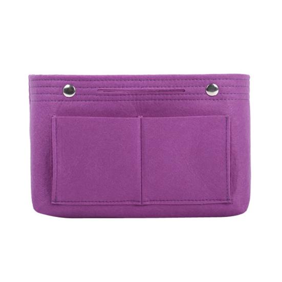 Dámský přenosný jednobarevný plstěný organizér s mnoha kapsami na kosmetické kabelky