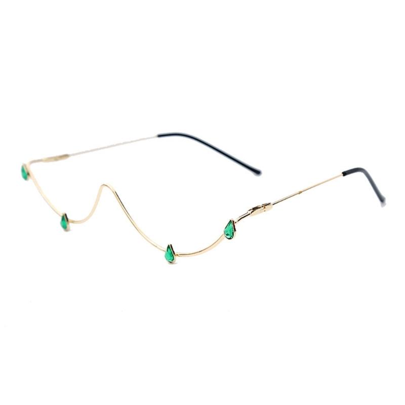 

Hip Hop Rhinestones Sunglasses Stylish Decorative Eye Glasses Half Frame W Shape Live Show Party Photo Props