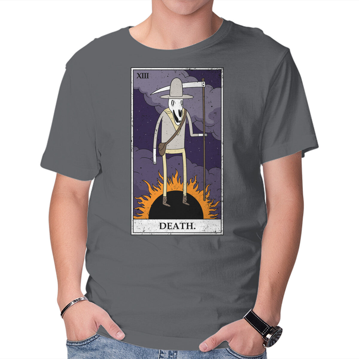 Unisex Crew Neck T-Shirt Death Tarot Graphic Short Sleeve Casual Tee M
