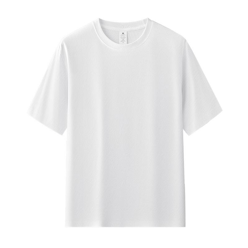 Men's Fashion Cotton T-shirt Short Sleeve Casual Men's T-shirt Round Neck Loose Solid White Black Men's Tops T-shirt