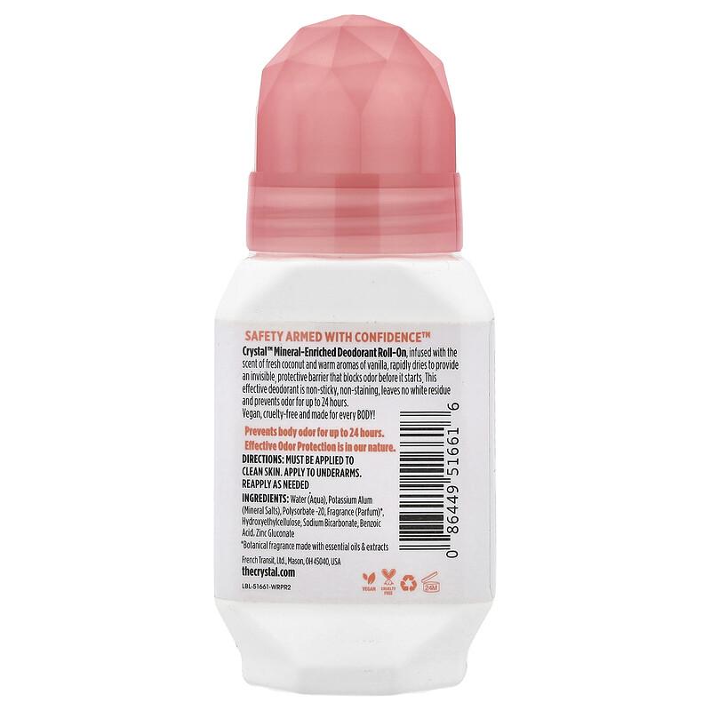 Mineral-Enriched Deodorant Roll-On, Coconut & Vanilla, 2.25 Fl Oz (66 Ml)
