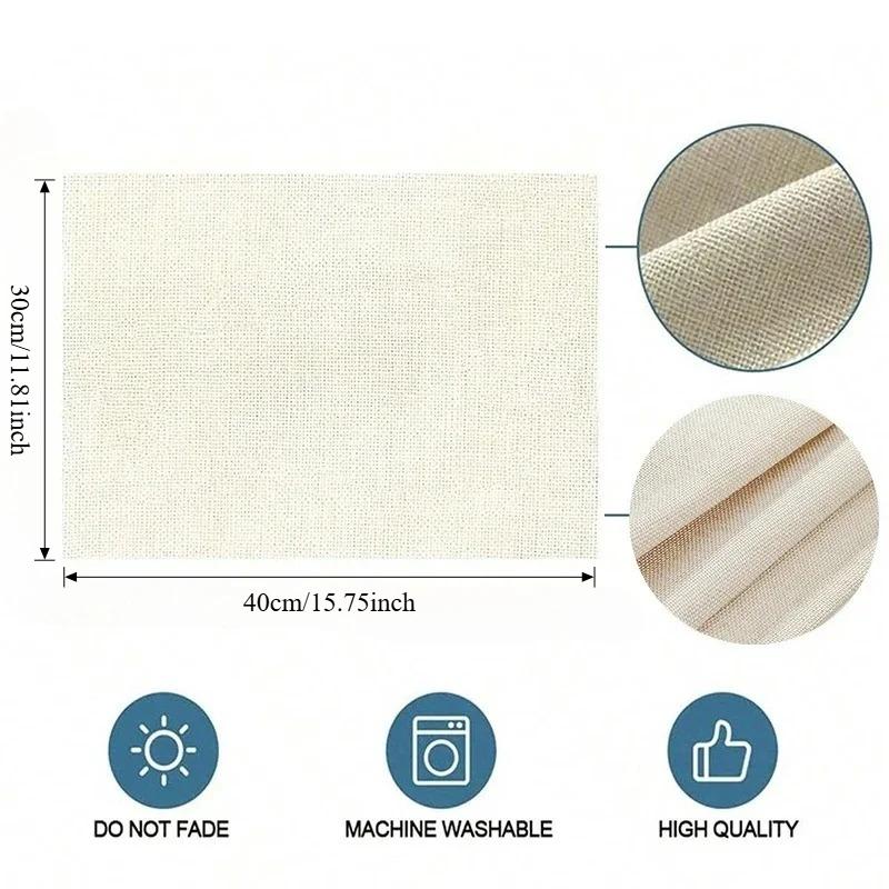 Colorful Floral Linen Placemat, Heat-Insulating & Non-Slip, Home Daily Dining Table Mat