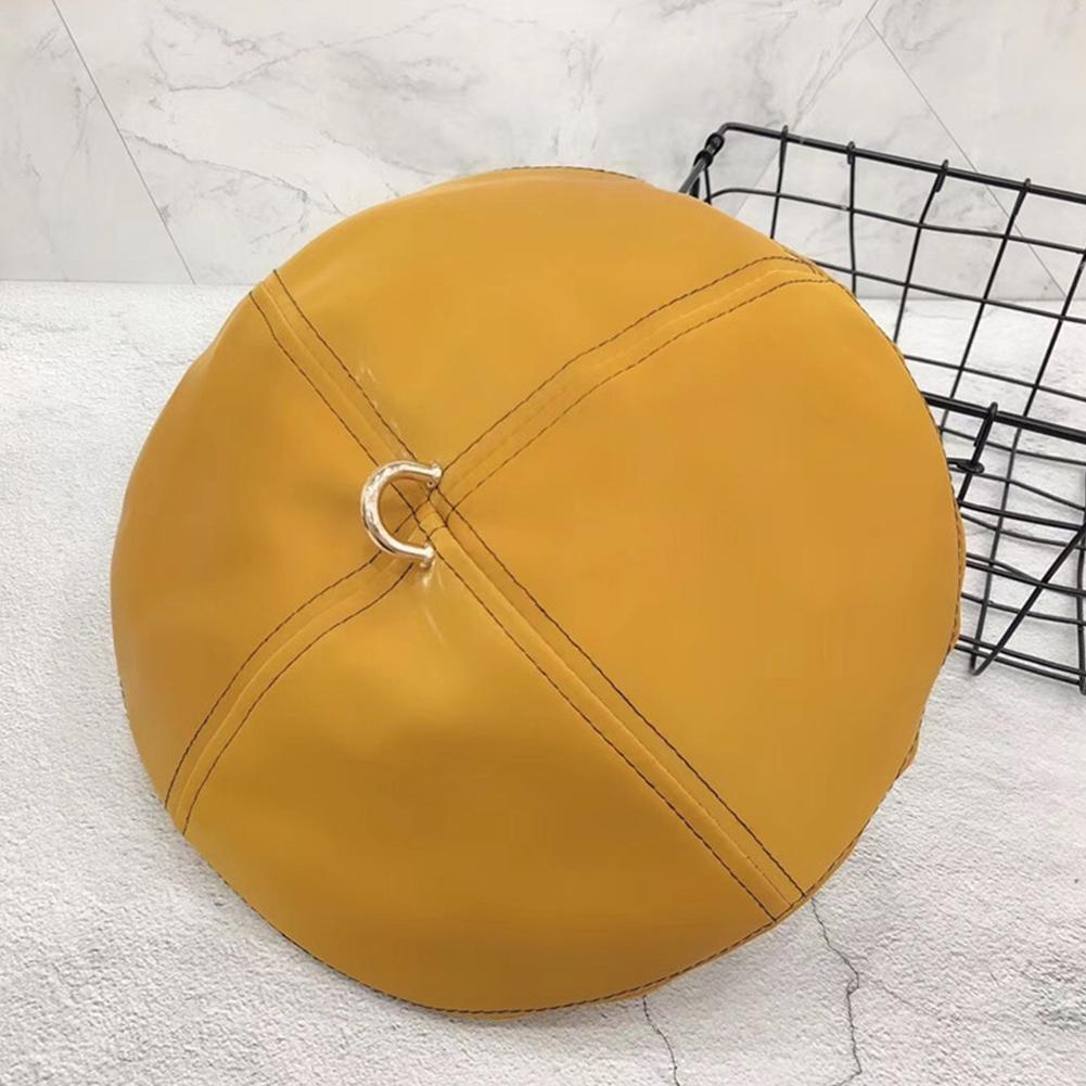 Women Fashion PU Hat Octagonal Beret British Style Painter Autumn Winter All Match