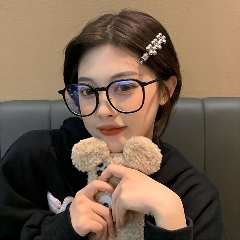 New Style Simple Black-Frame Clear Lens Fashion Glasses Large Frame Versatile for Street Style Women'S Fashion Accessory