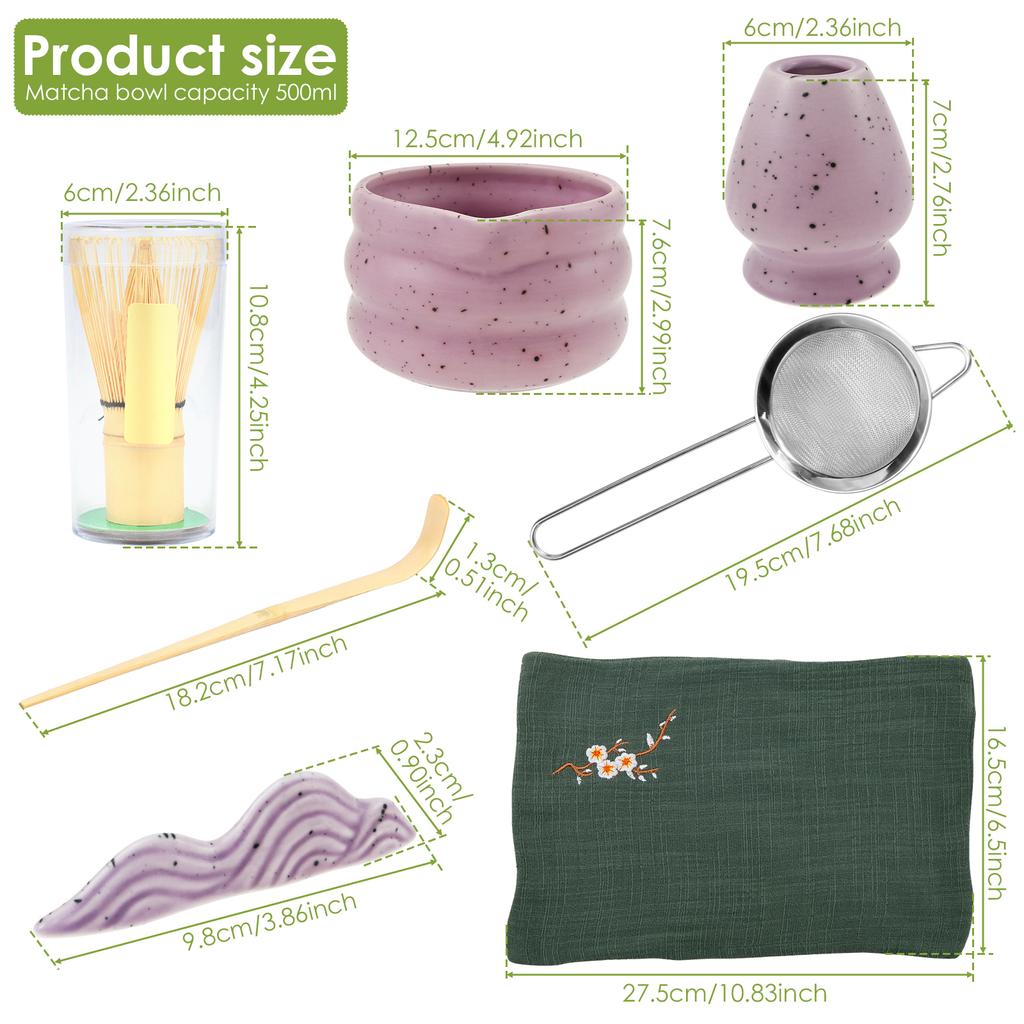 7Pcs Japanese Matcha Tea Set Safe Bamboo Whisk Teaspoon Tea Bowl Indoor Tea Making Tools Accessories Ceramic Matcha Gift Box