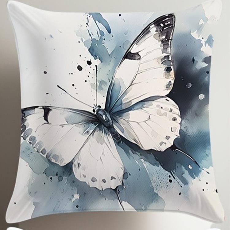 Monika Chen Unisex Blue Watercolor Butterfly Creative Design Pillowcasesuitable For Sofa Car Bedroom Decorative Cushion Cover Pillow Cover