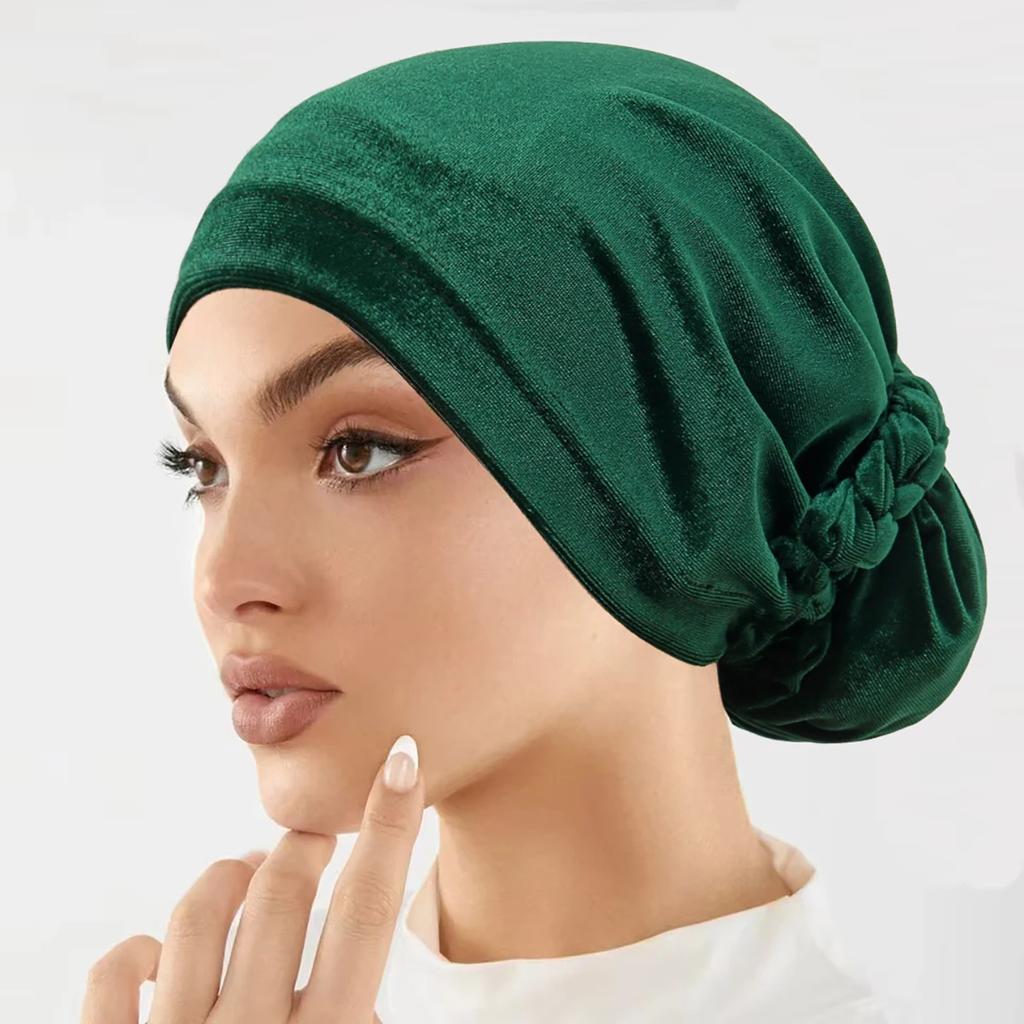 Soft Elastic Velvet Instant Turban Inner Hijabs Caps Hat Muslim Fashion Women's Headscarf Solid Color Women Hijab Bonnet
