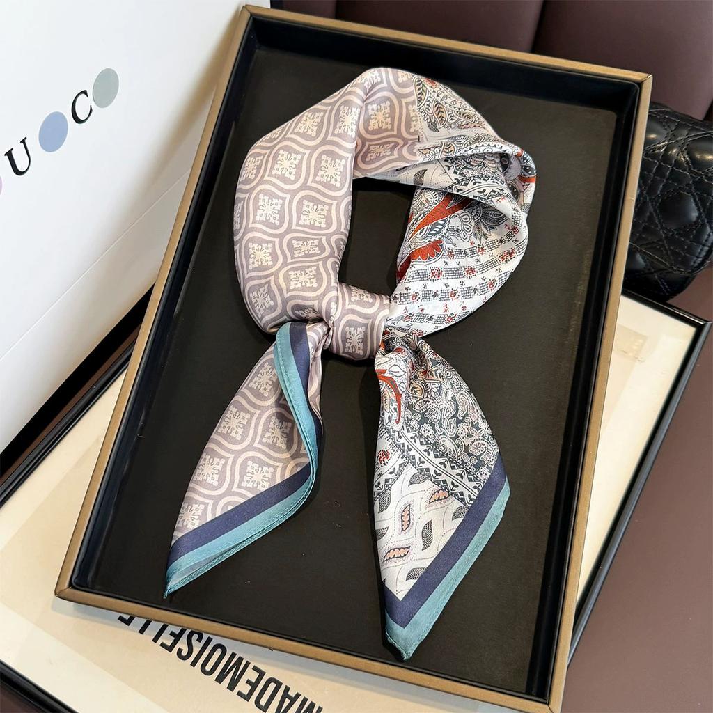 Fashion 100% Nature Real Silk Square Scarf Women Female Foualrd Neckerchief Summer Beach Scarves Shawl Bandana Hijab Pashmina