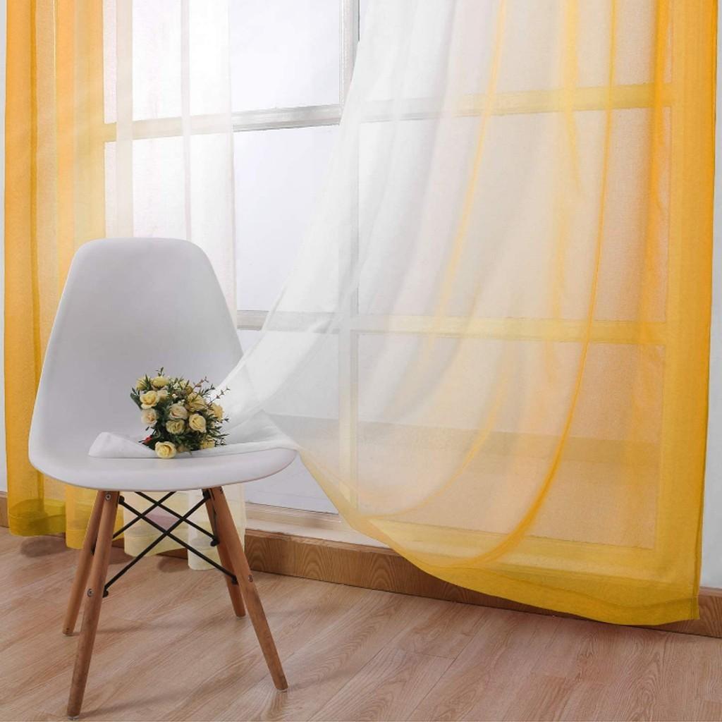 Semi-Sheer Gradient Window Curtain with Faux Grommets and Light Filtering