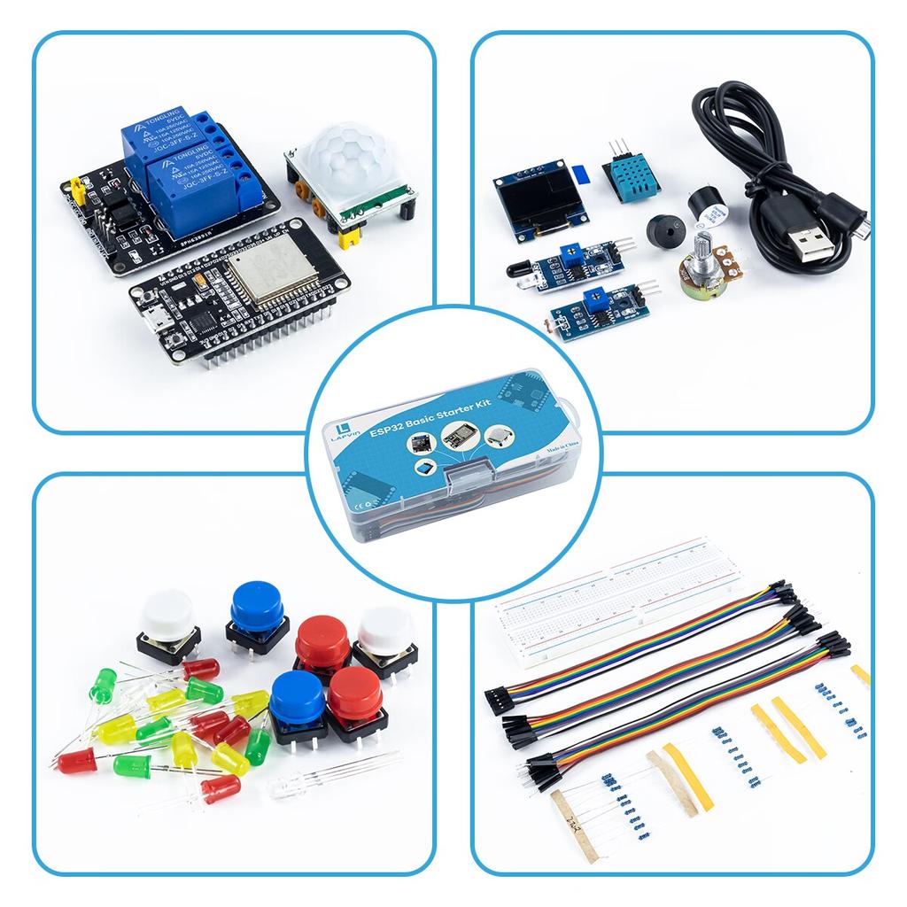 Basic Starter Kit for ESP32 ESP-32S WIFI Development Board for Arduino Project Learning Kit with Tutorials ESP32 kit with box
