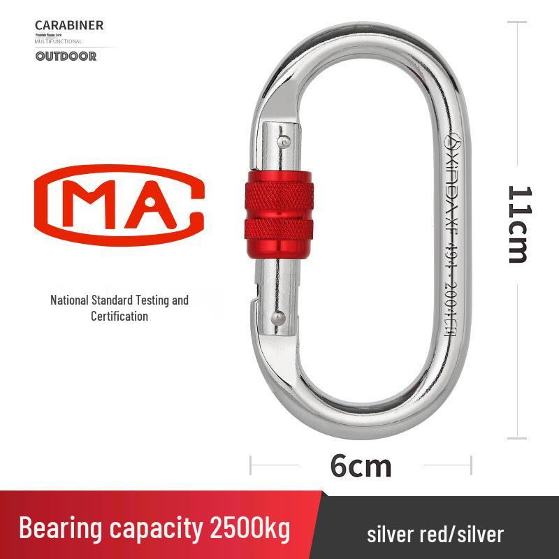 25KN O-Shaped Steel Lock Carabiner for Rock Climbing with Screw Lock Safety
