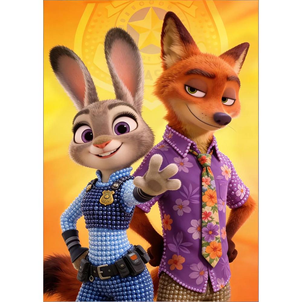 

Disney Pearl Art DIY Judy and Nick Creative Pearl Style Illustrations Pearl Artworks Gemstone Paintings Home Wall Decor Crafts 30x40