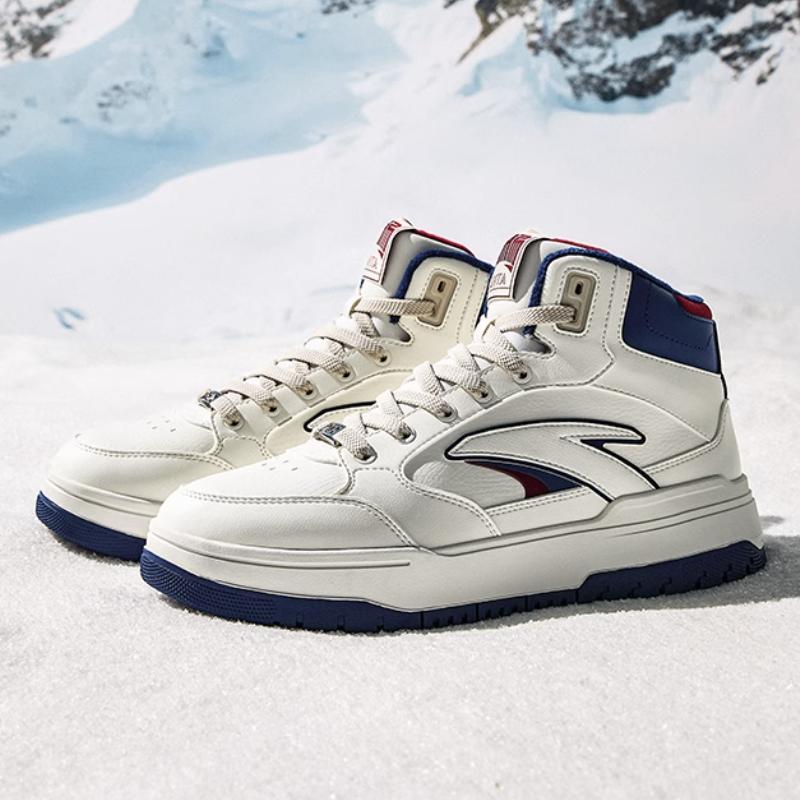 New Anta 982 Warm Anti Slip And Wear Resistant High Top Skateboard Shoes Men's White Blue Red 112448961-1