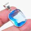 Natural Swiss Blue Topaz Gemstone 925 Sterling Silver Jewelry Pendant 1.26" AP-16372