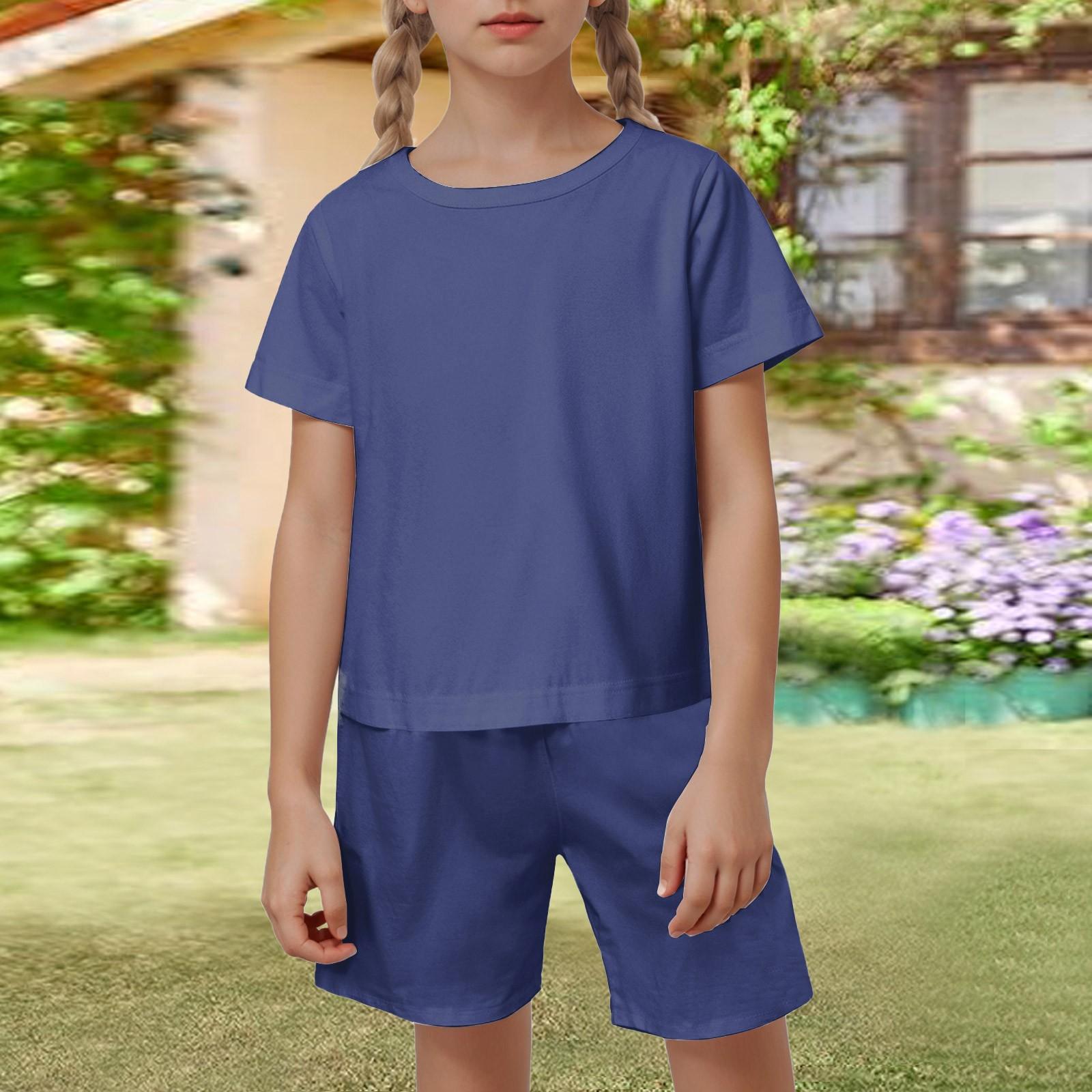 

Детский патриотический наряд - комплект из 2 предметов: короткий рукав и шорты для мальчика и девочки 120 тёмно-синий