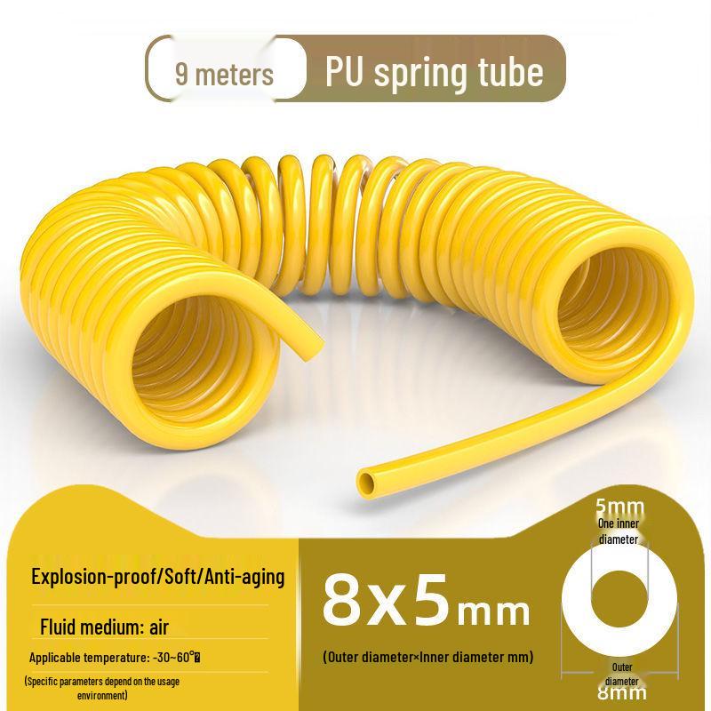 Retractable 8mm PU Spiral Air Hose with Quick Pneumatic Connector