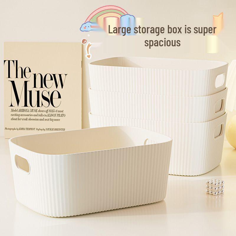 Desktop Plastic Organizer Box with Handle for Household, Cosmetics, Snacks, and Sundries