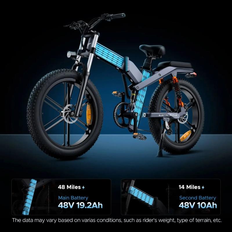 ENGWE X26 E-Bike Brushless Motor 48V29.2AH Dual Battery Triple Suspension Electric Bicycle 26-Inch Fat Tire Motion Electric Bike