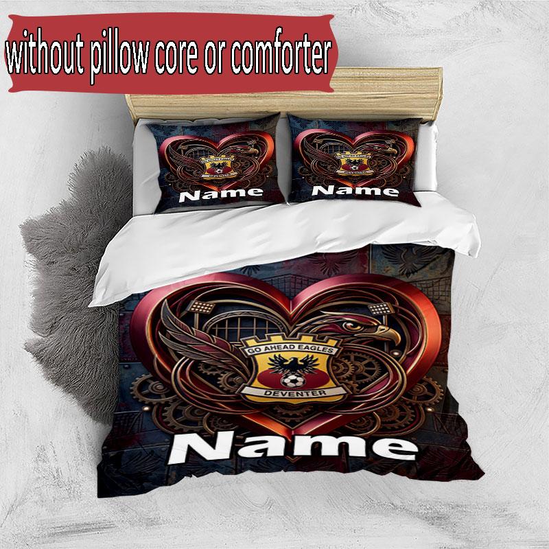 3pcs Duvet Cover Set (1*Duvet Cover + 2*Pillowcase, Without Core), Custom Name Go Ahead Eagles Pattern Bedding Set, Home Bedroom Decor Gift