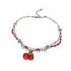 Cute Fruit Cherries Chokers Necklaces For Women Girls Fashion Red White Bead Handmade Beaded Necklace Jewelry Gift