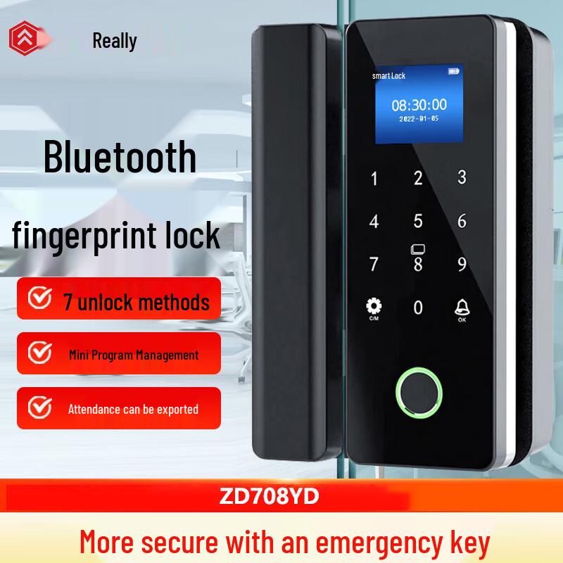 Realand Smart Bluetooth Fingerprint Glass Door Lock