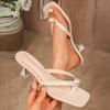 Classic Slippers Woman Slides Beach Strange High Heels Shoes for Women Solid Leather Platform Pearl Summer Shoes Plus Size