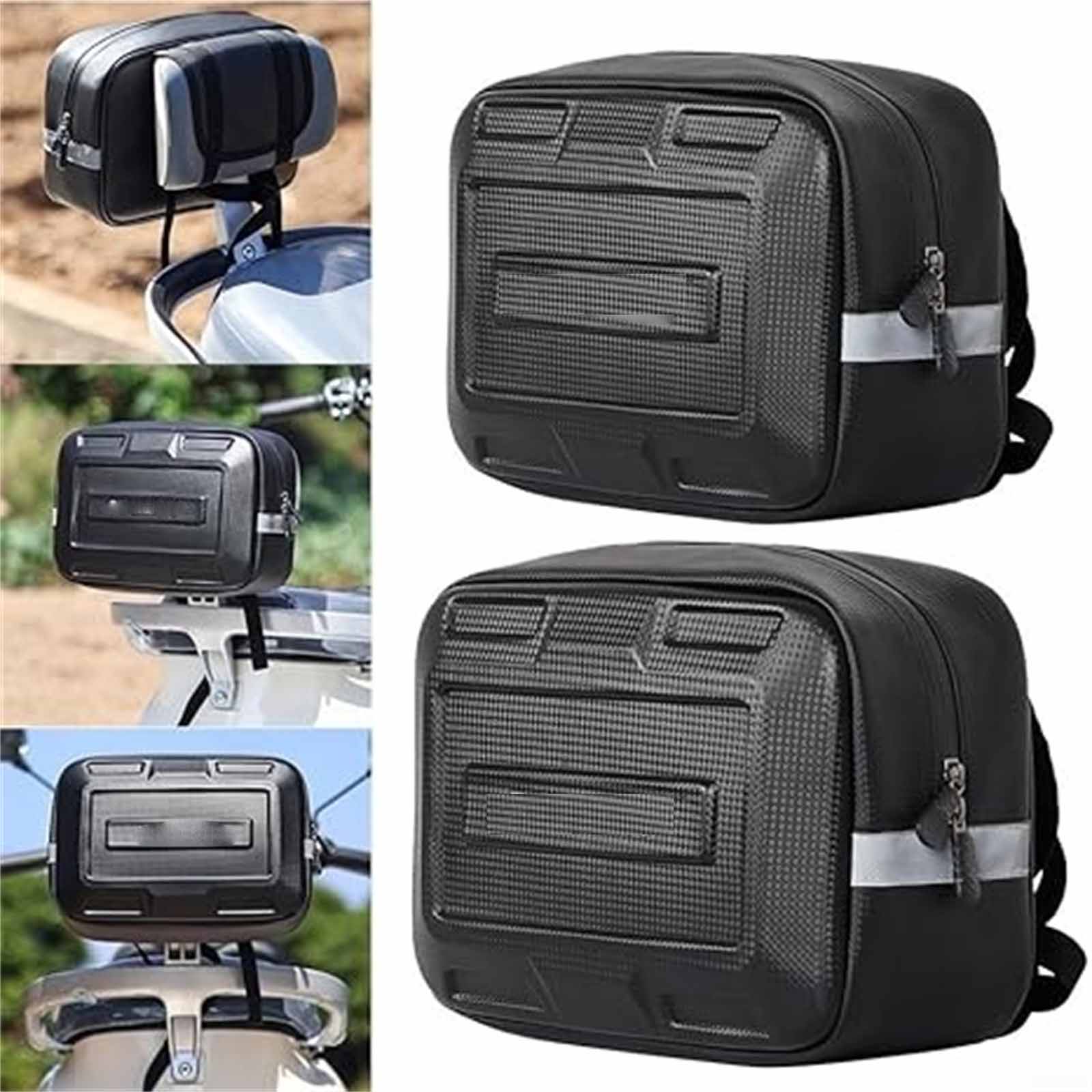 Hard- Electric Bike Helmet Storage Bag, E-Bike Rear Seat Hanging Luggage Box, Rear Trunk Storage Bag nero