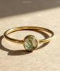 Natural Moss Agate Solitaire Ring, 925 Sterling Silver, Gold Vermeil, Minimalist Daily Wear