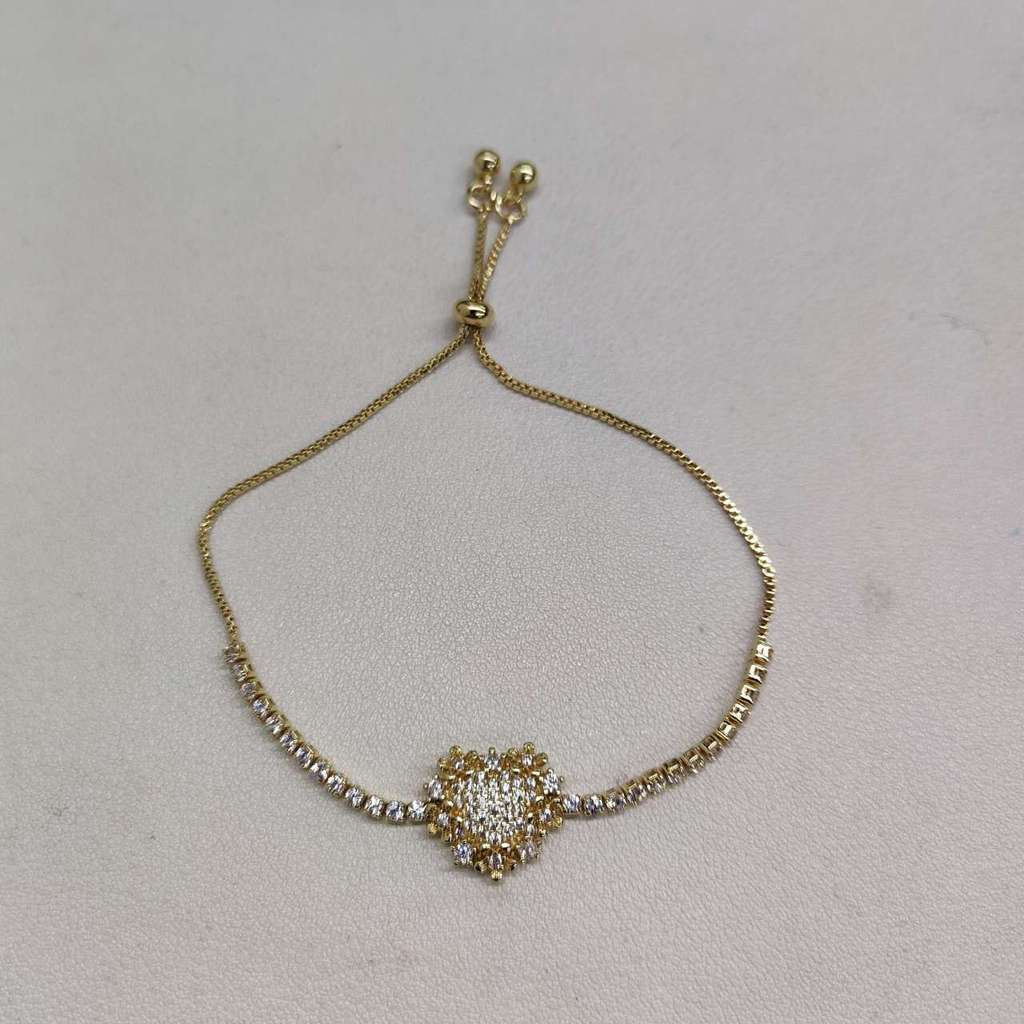 Элегантный регулируемый браслет с цветком-сердцем из циркона для женщин, в подарок золотой