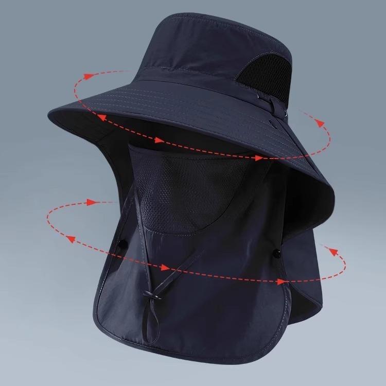 Fishing Hat Men's Sun Hat Summer Sun Protection Large Brim All Round Outdoor Leisure Face Protection Mosquito Mountaineering Fishing Hat