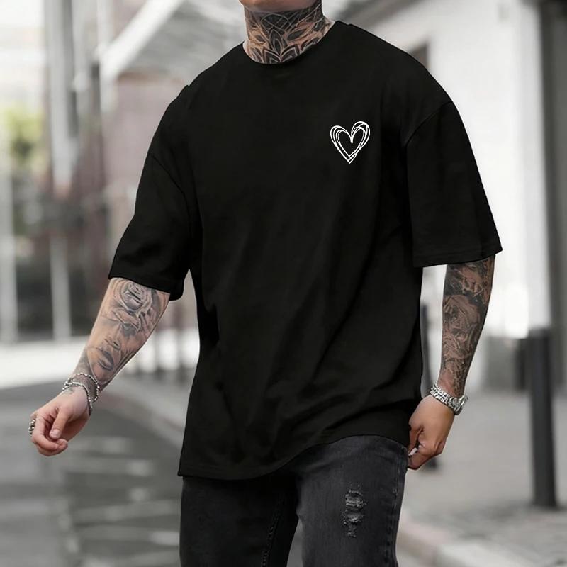 Summer Cotton Mens T-shirt Printed Casual Short Sleeve Outdoors Sports Jogging Loose Tees Quality Black White T-shirt Streetwear