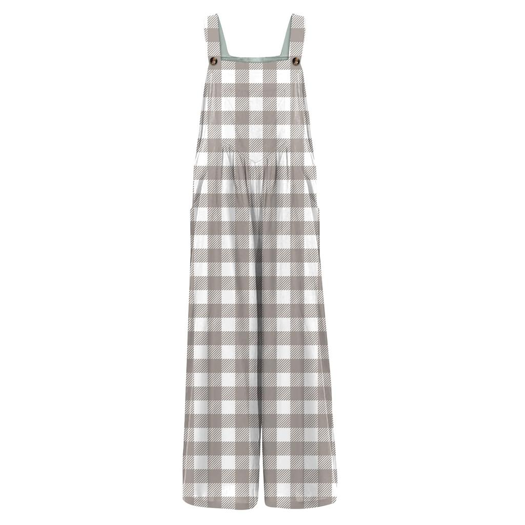Lässiger Jumpsuit für Damen, ärmellos, mit Farbverlauf und Streifenmuster, bedruckter Baumwolle