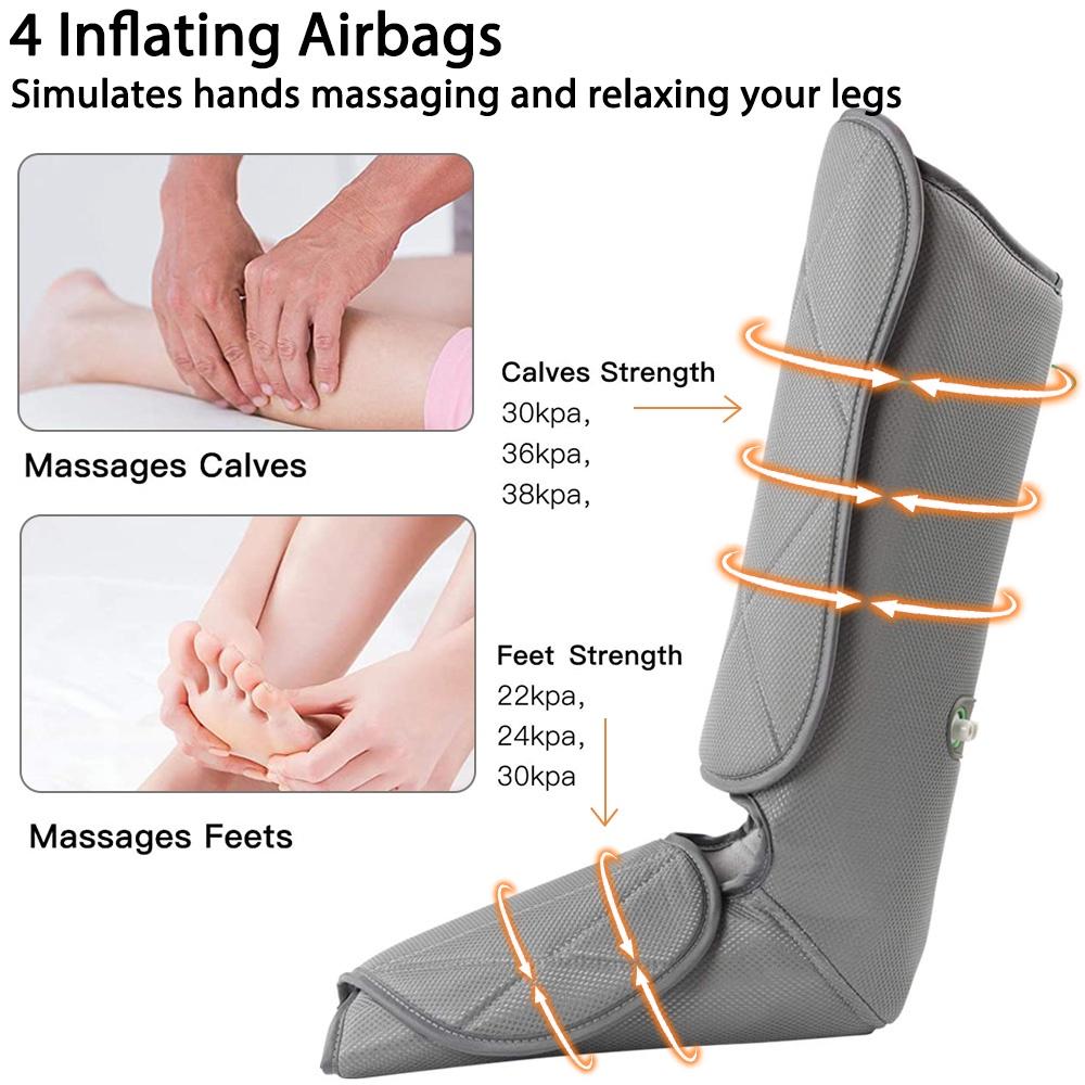24W 3 Modi Luftkompressions-Beinmassagegerät Durchblutungsgerät Waden-Neuropathie-Massage für Waden Beine Knöchel und Füße Entspannung Schmerzlinderung