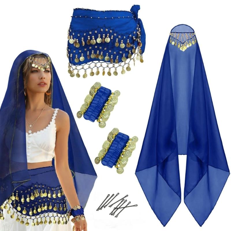 Multi Purpose Stage Costume Set Containing Elegant Veil And Ornamental Headwear For Performances