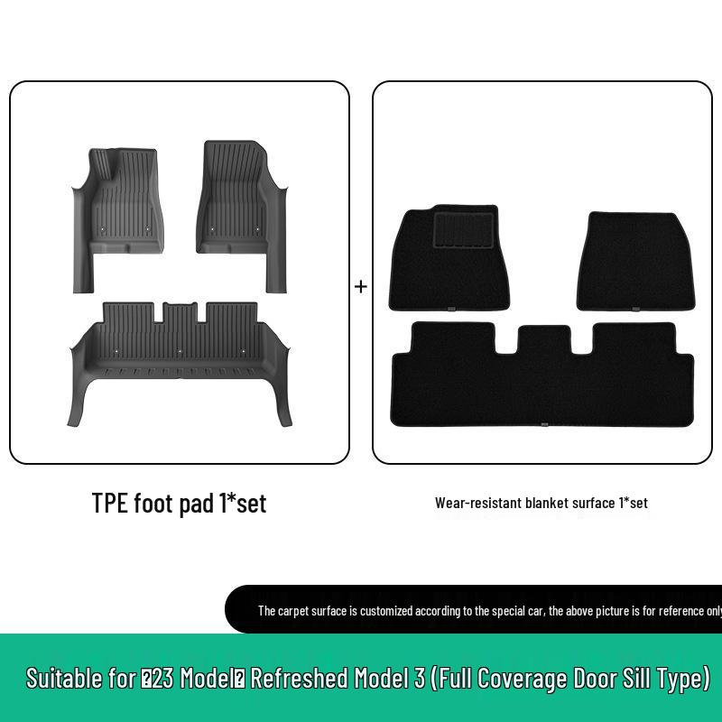 Eco-Friendly TPE Floor Mats for 2023 Tesla Model 3 - All-Weather Piano Style