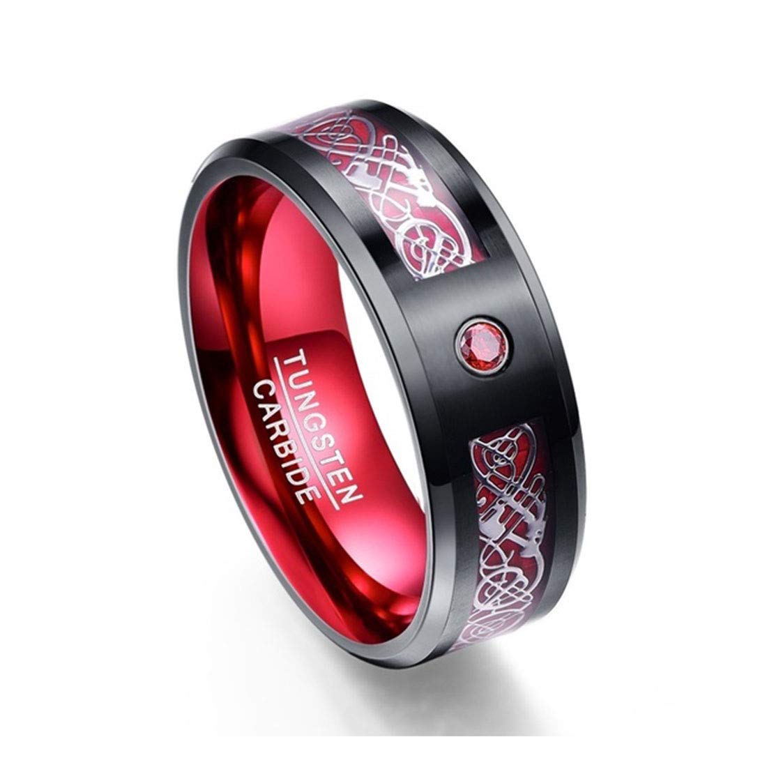 

Бренд Вольфрамовое кольцо Черное кольцо Драконий герб Дракон Углеродное волокно Грязевая текстура 8 мм Назад [Rockyu] Мужское (красный (LOT), 19)