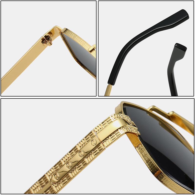 Luxury Designer Sunglasses Gold Square Vintage Punk Shades for Men Women Fashion Brand Outdoor Travel Party Glasses