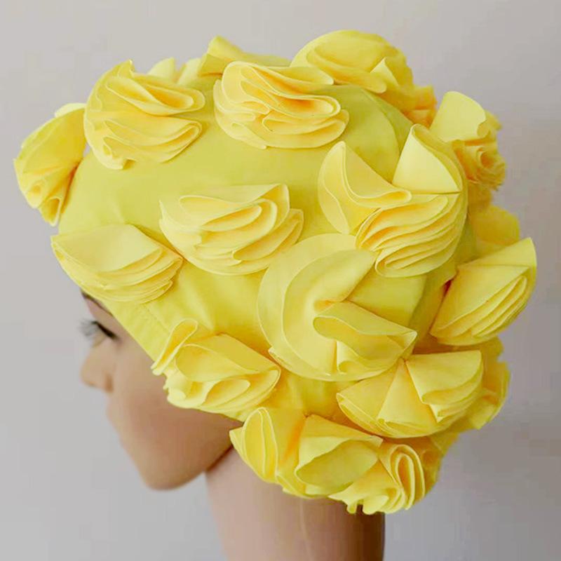 Căciulă de înot cu flori de vară pentru femei, cu elasticitate ridicată, confortabilă, nu strânge, căciulă de înot largă