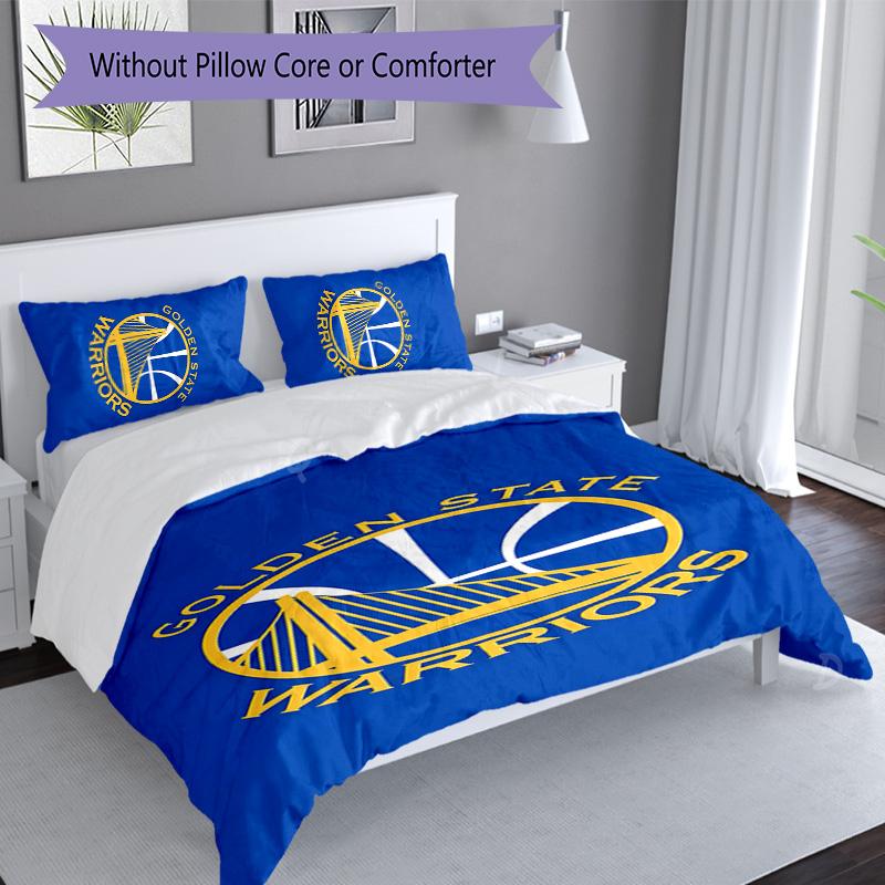 3pcs Golden State Warriors logo pattern bedding set duvet cover set includes duvet cover &pillowcases, perfect all season bedroom decoration & gift