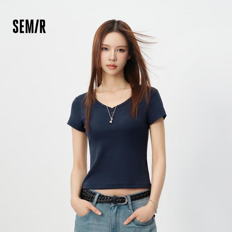Semir Women's V-Neck Short Sleeve Slim Fit T-Shirt