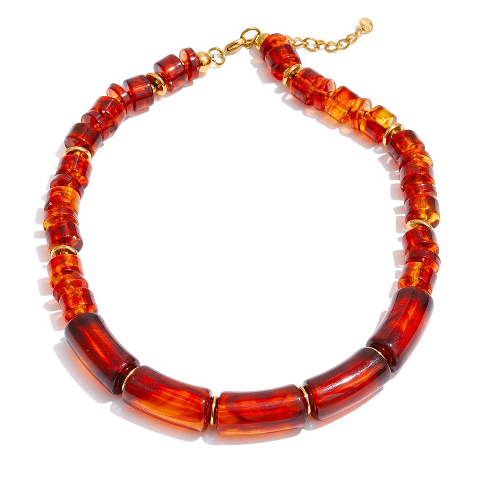 Eetit Fashion Handmade Jewelry Resin Beads Chain Statement Necklace for Women Stainless Steel Waterproof Jewelry 2025 Trendy