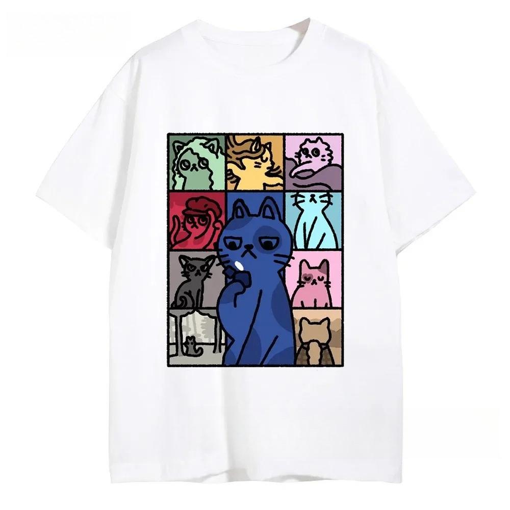 Summer Men's Cotton T-shirt, Cartoon Cat Graphic T-shirt, Tyler Swif Short-sleeved Clothing, Women's Streetwear Harajuku T-shirt